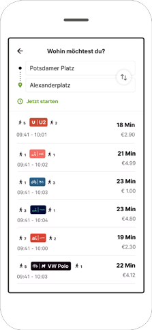 Screenshot Fahrtauskunft