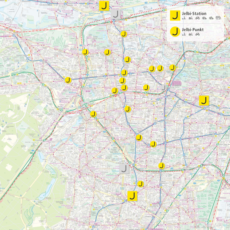 Karte des Jelbi-Netzes Charlottenburg-Wilmersdorf