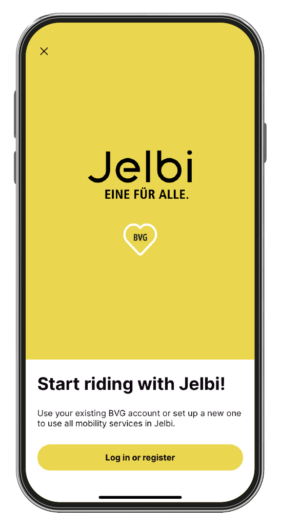 Jelbi App Registration screen