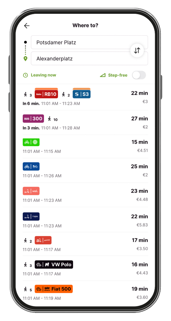 Jelbi App trip planner