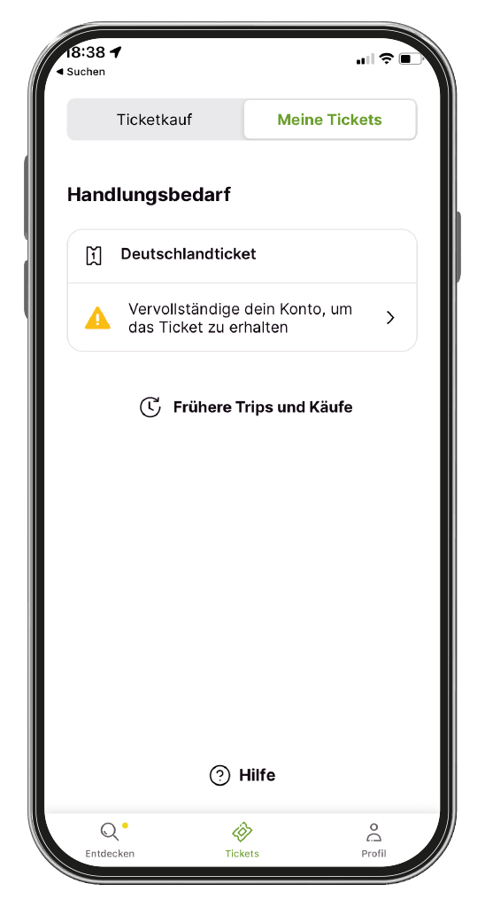 Profil für Deutschlandticket vervollständigen