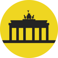 Gelber Kreis mit Brandenburger Tor